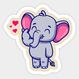 Cute Elephant With love Sign Hand Cartoon Sticker